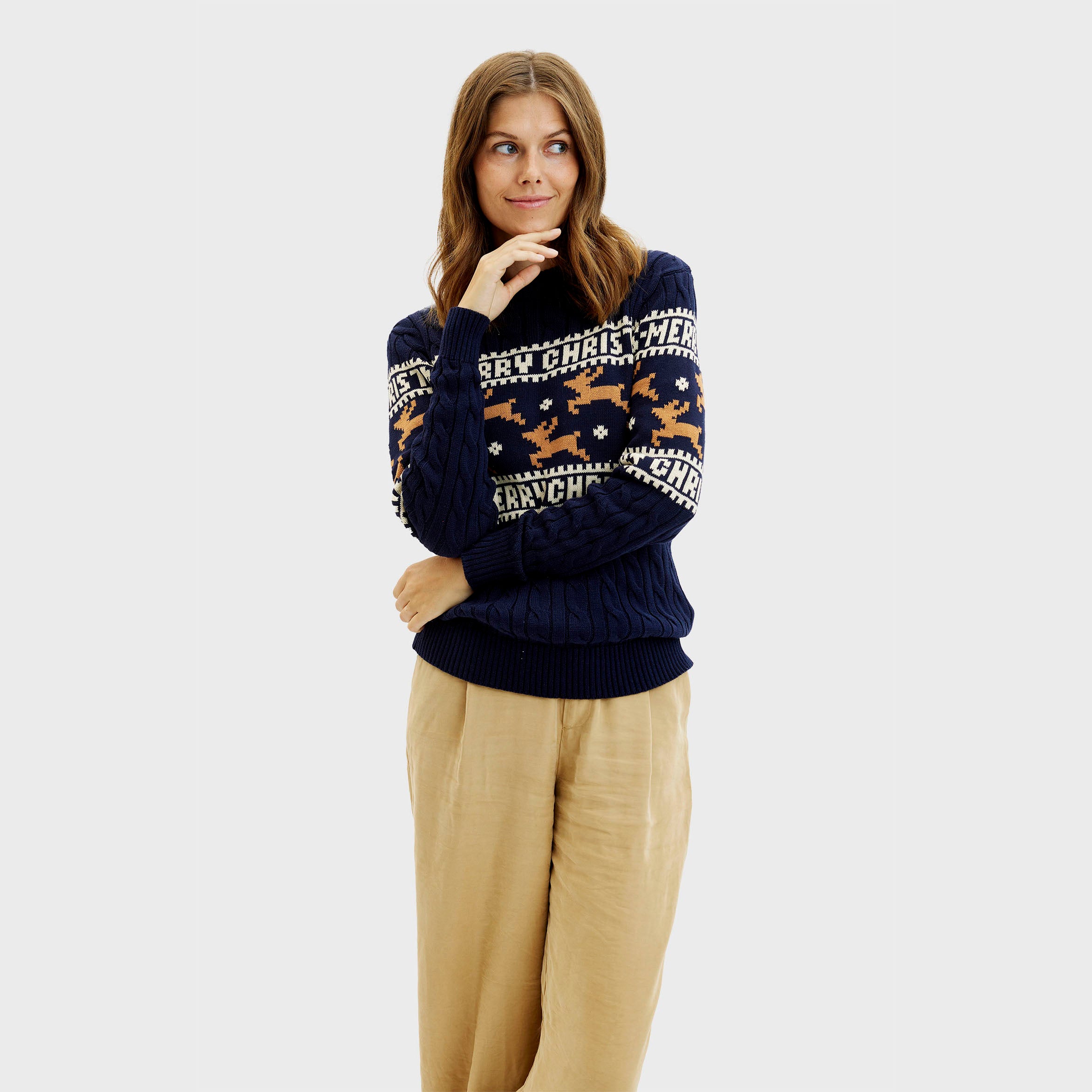 Den Elegante Julesweater Blå - Dame.